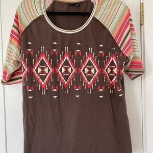 Cruel Girl Aztec Baseball Style Tee - Size XXL